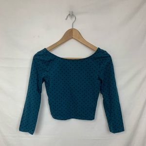 F21 Dark Blue Polka Dot Crop Top